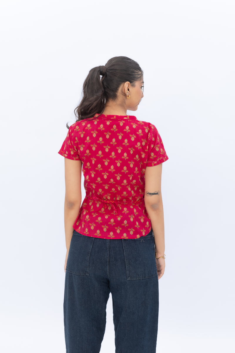 Pleated Tie-Up Blouse - Anasi