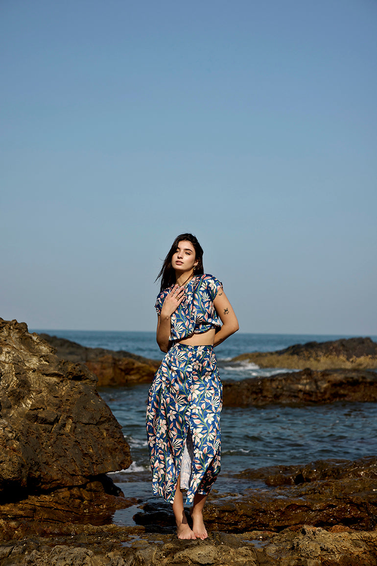 Eldora Relaxed Crop Top and Pleated Skirt Co-ord