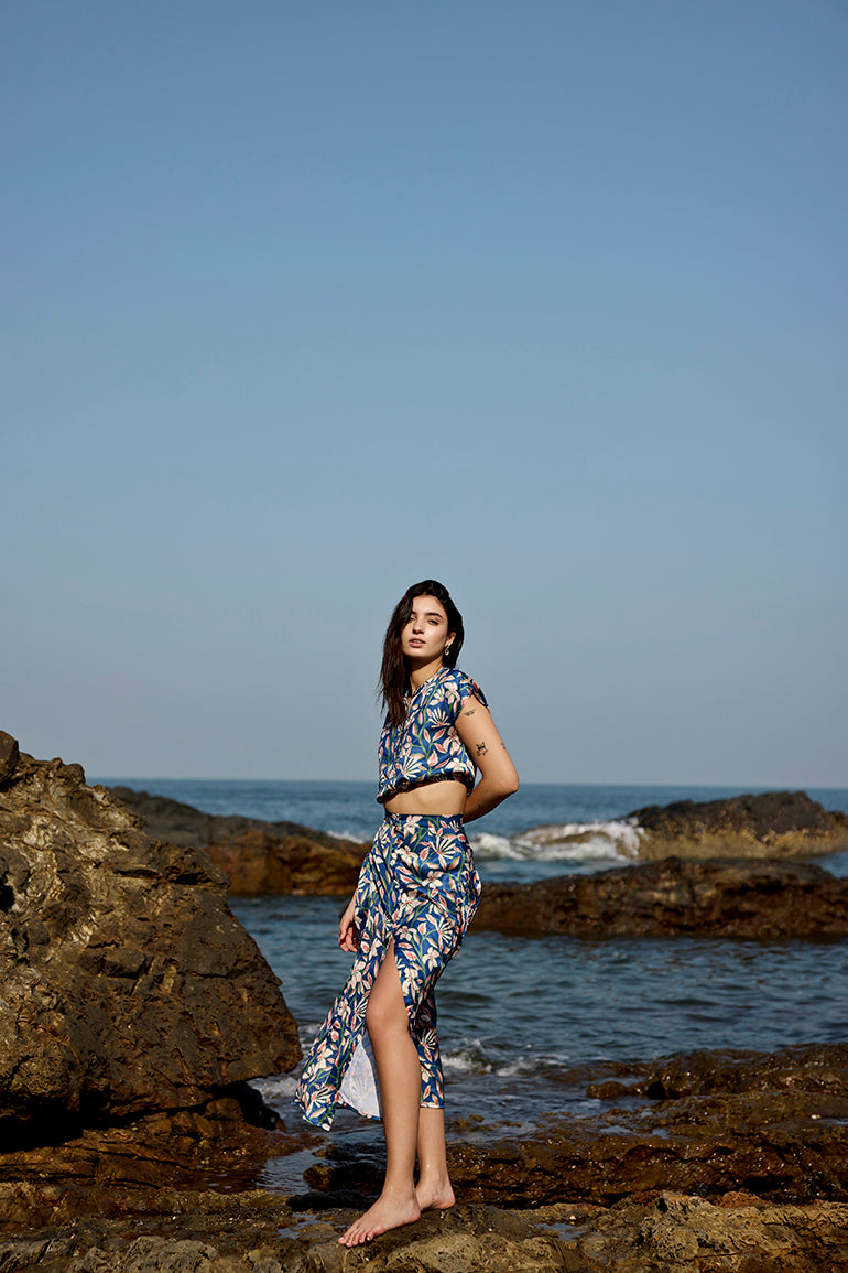 Eldora Relaxed Crop Top and Pleated Skirt Co-ord