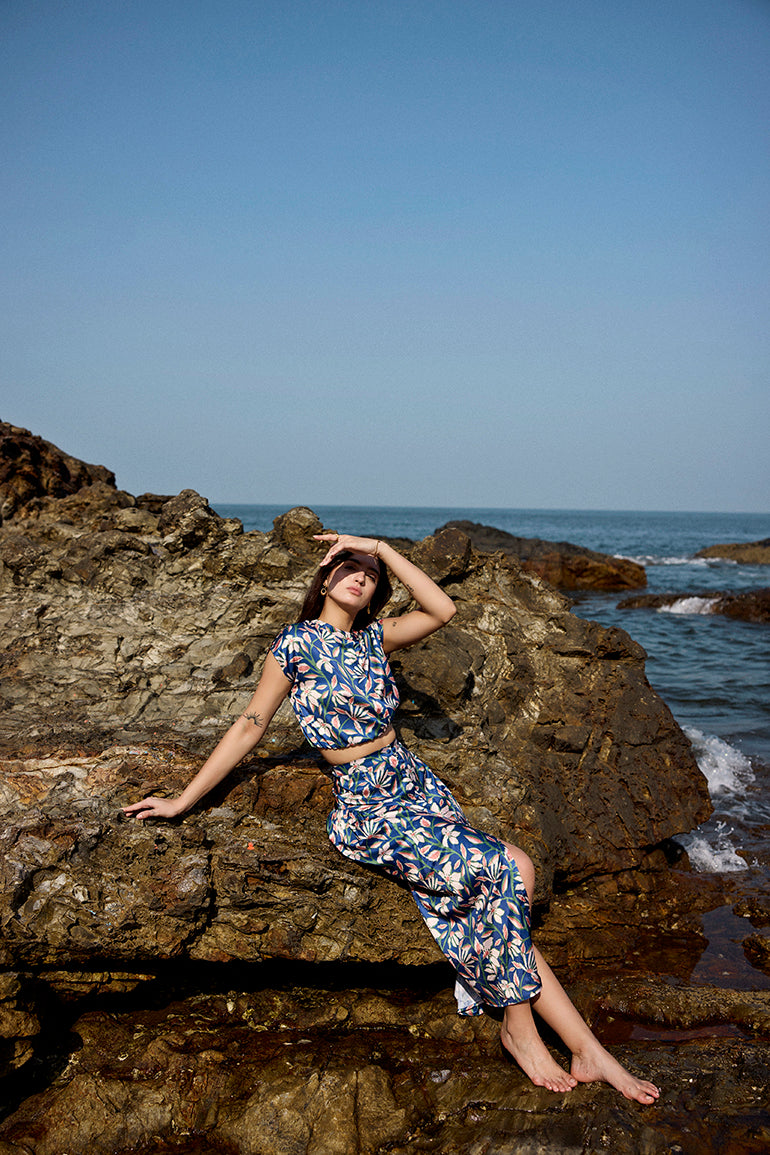 Eldora Relaxed Crop Top and Pleated Skirt Co-ord