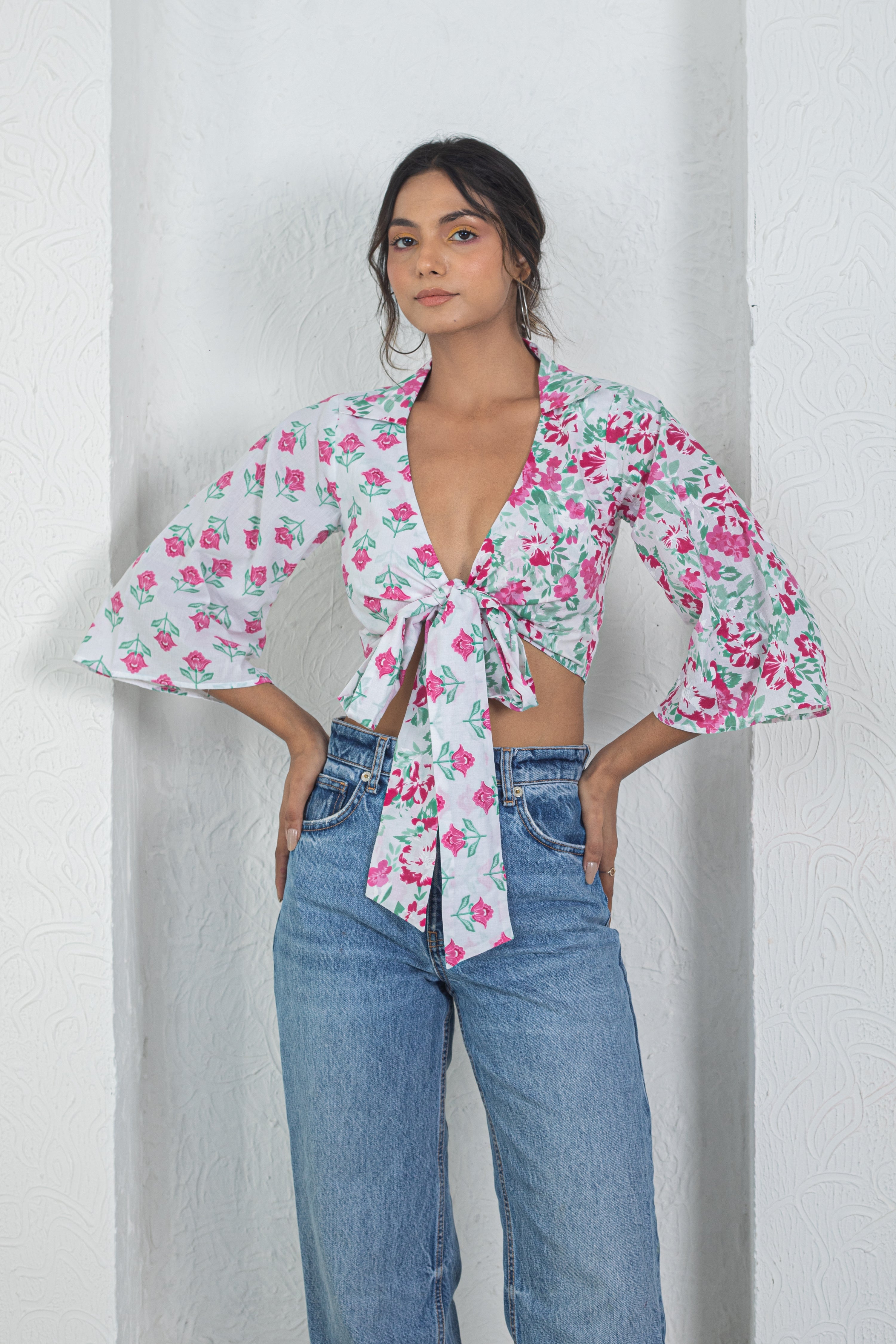 Radiant Rose Crop Top By Anasi