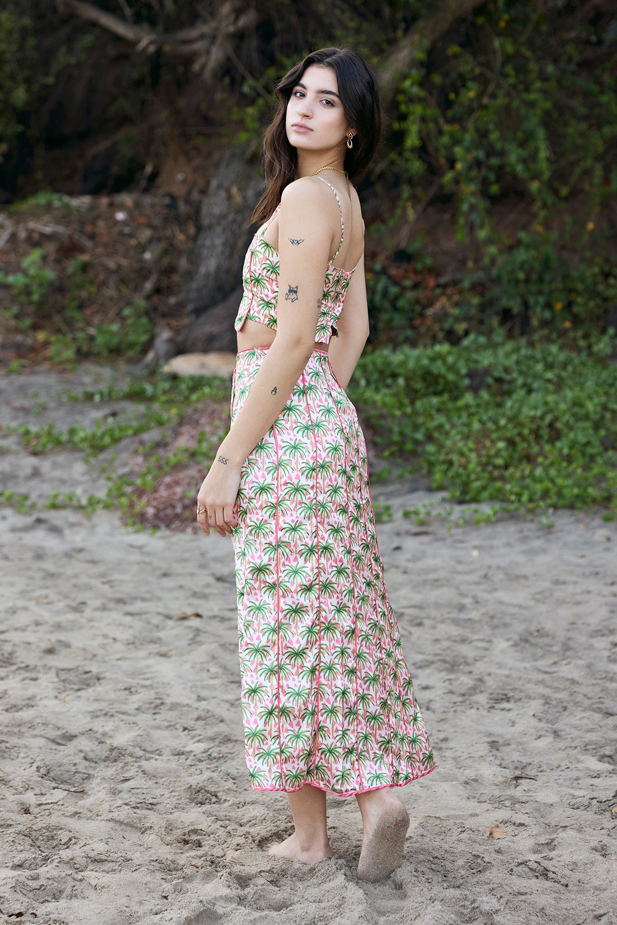 Bahamas Crop Top & Pleated Skirt Co - ord Set - ANASI
