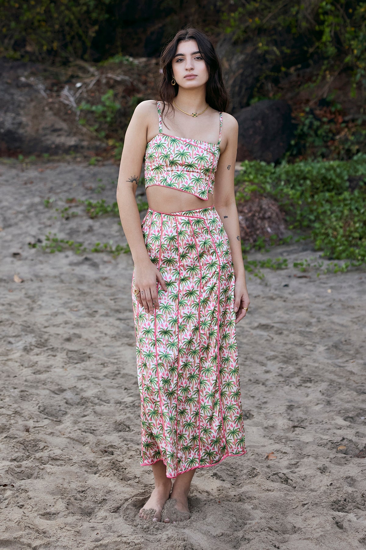 Bahamas Crop Top & Pleated Skirt Co - ord Set - ANASI