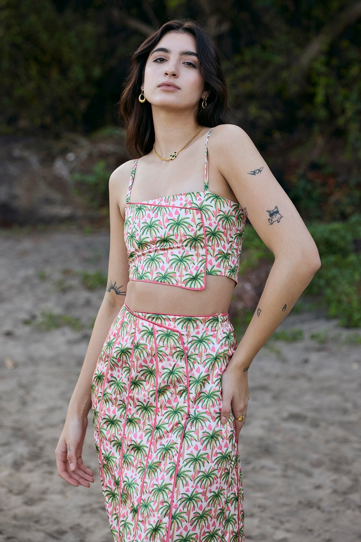 Bahamas Crop Top & Pleated Skirt Co - ord Set - ANASI