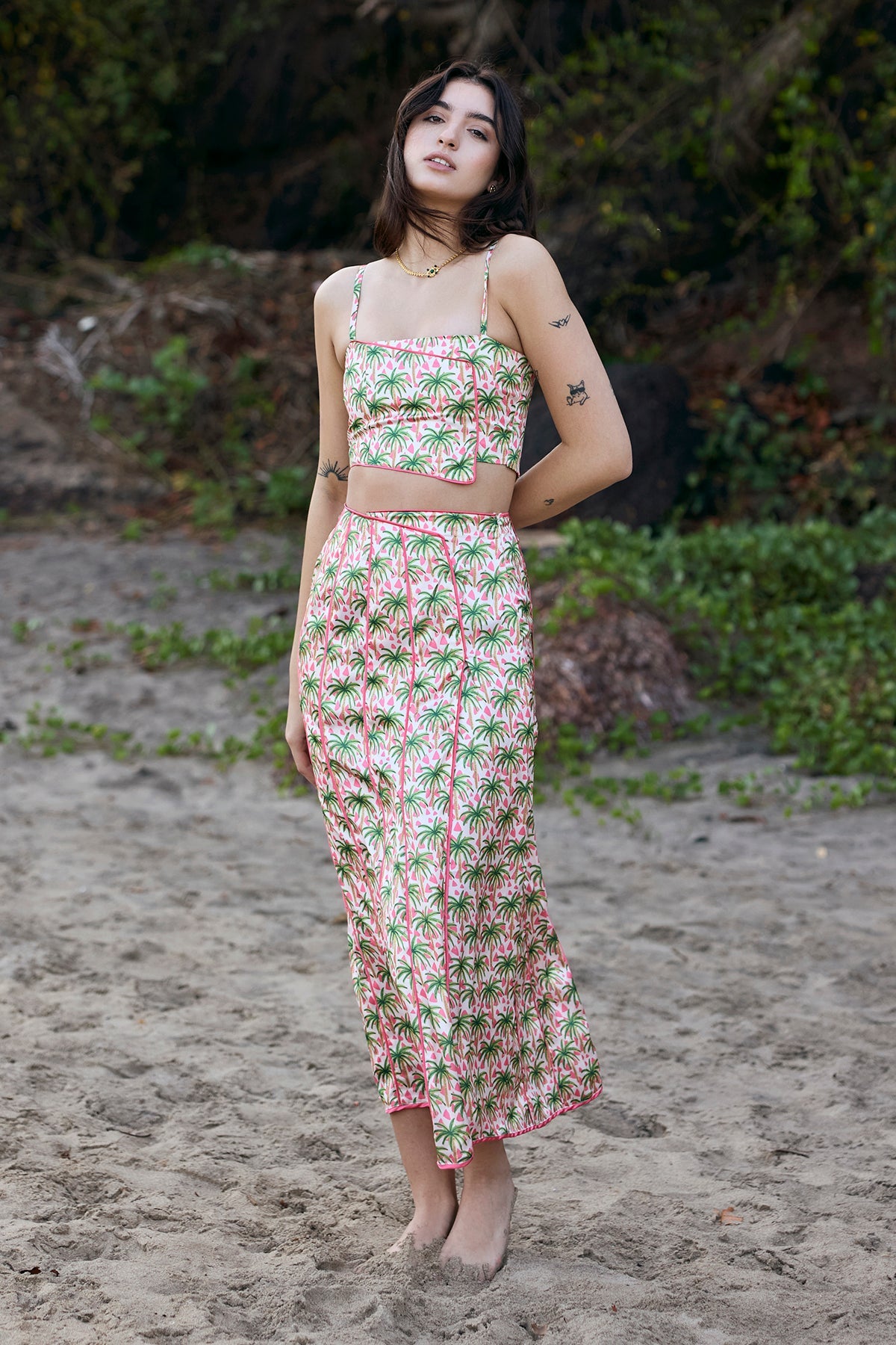 Bahamas Crop Top & Pleated Skirt Co - ord Set - ANASI