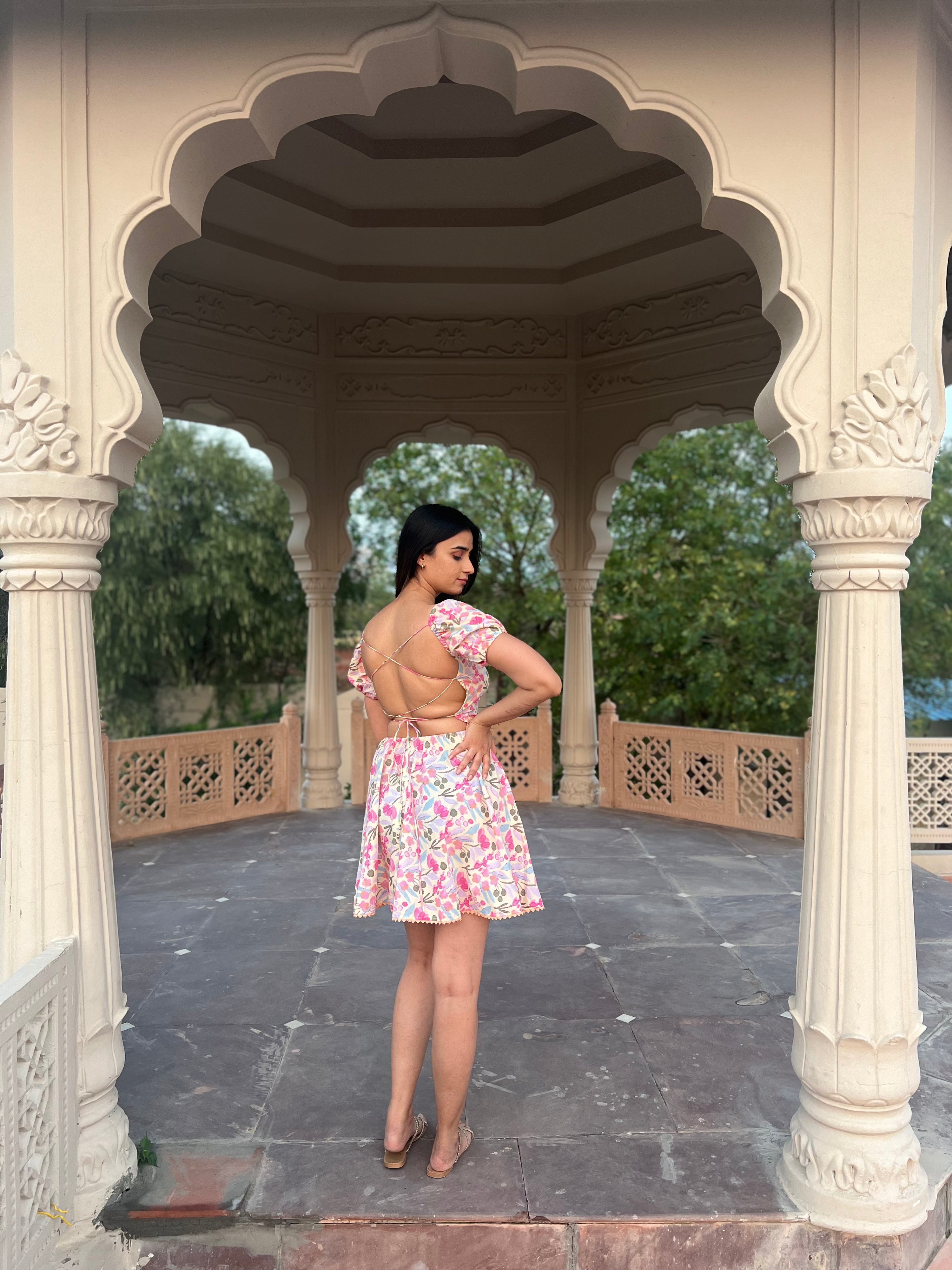 Pink Garden Skater Dress