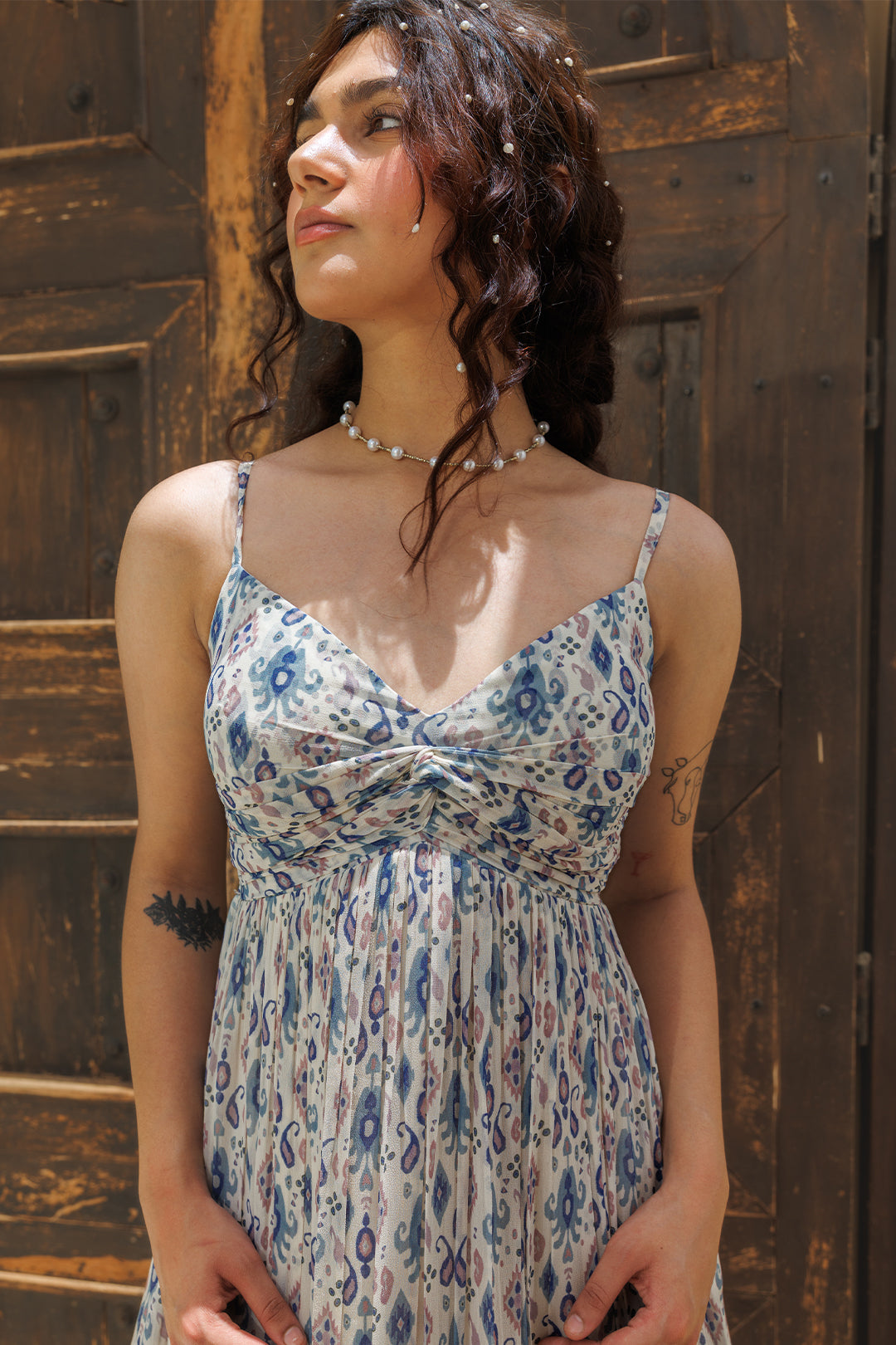 Blue Ikat Knot Midi Dress - 00000_0N5A5297
