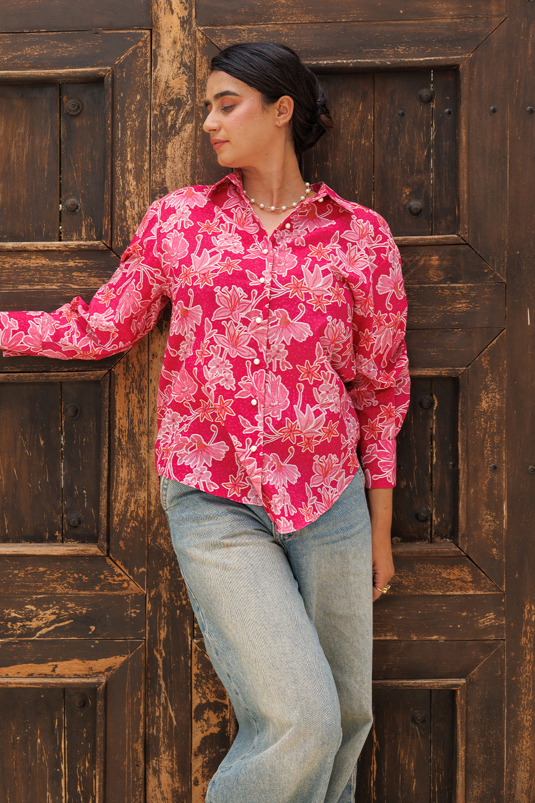 Pink Garden Oversized Shirt - 00007_0N5A5764