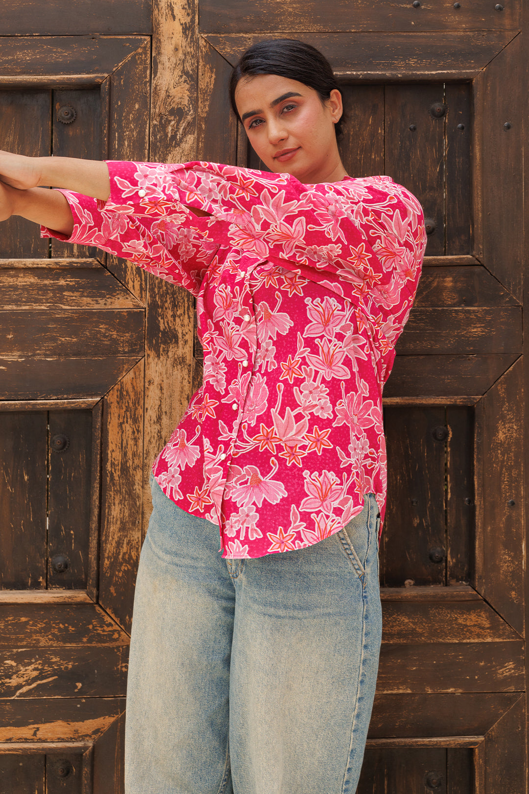 Pink Garden Oversized Shirt - 00014_0N5A5762