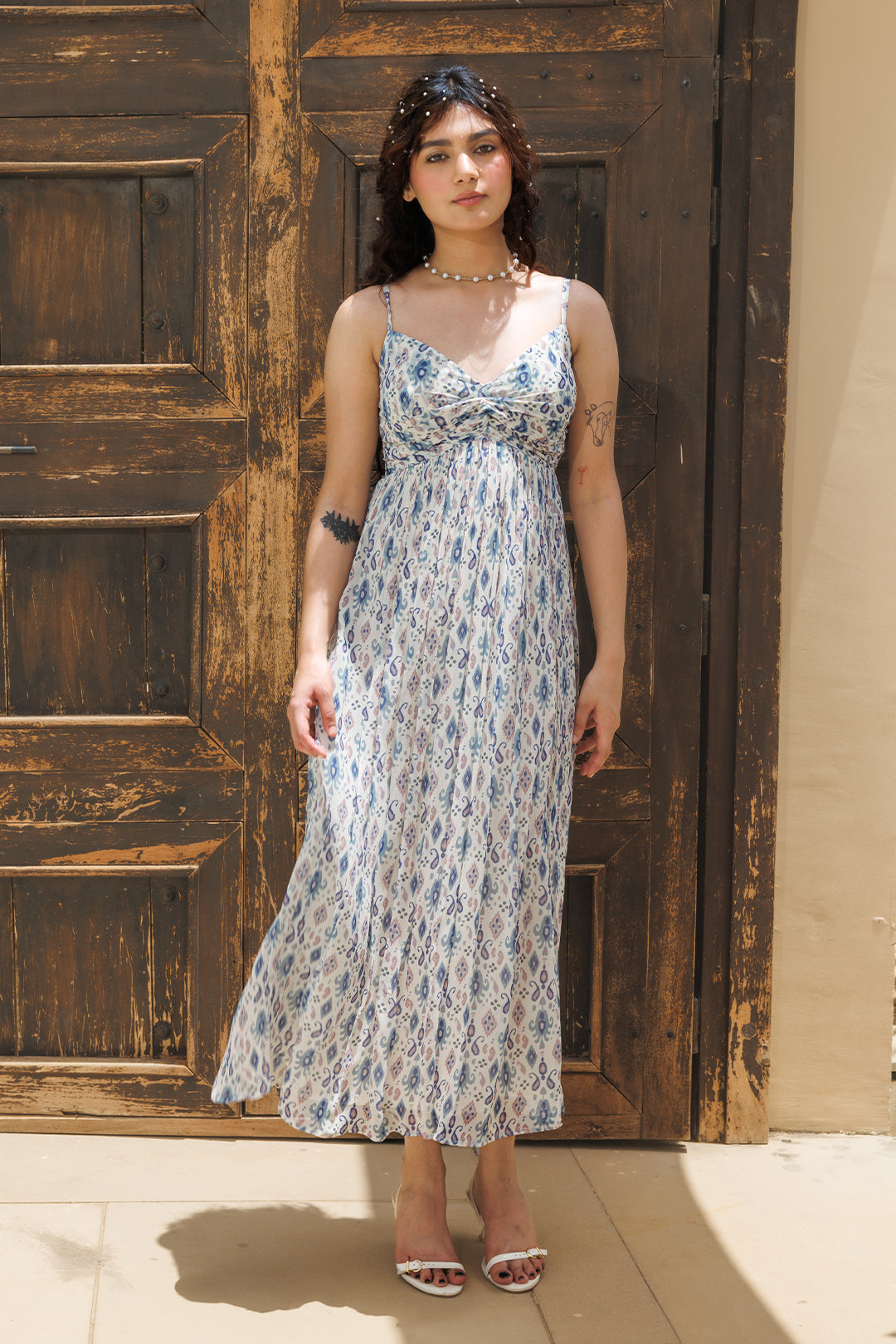 Blue Ikat Knot Midi Dress - 00018_0N5A5280