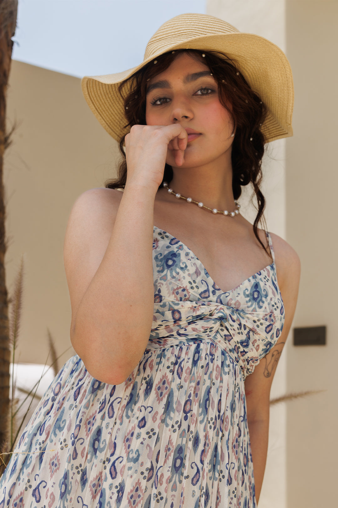 Blue Ikat Knot Midi Dress - 00019_0N5A5310