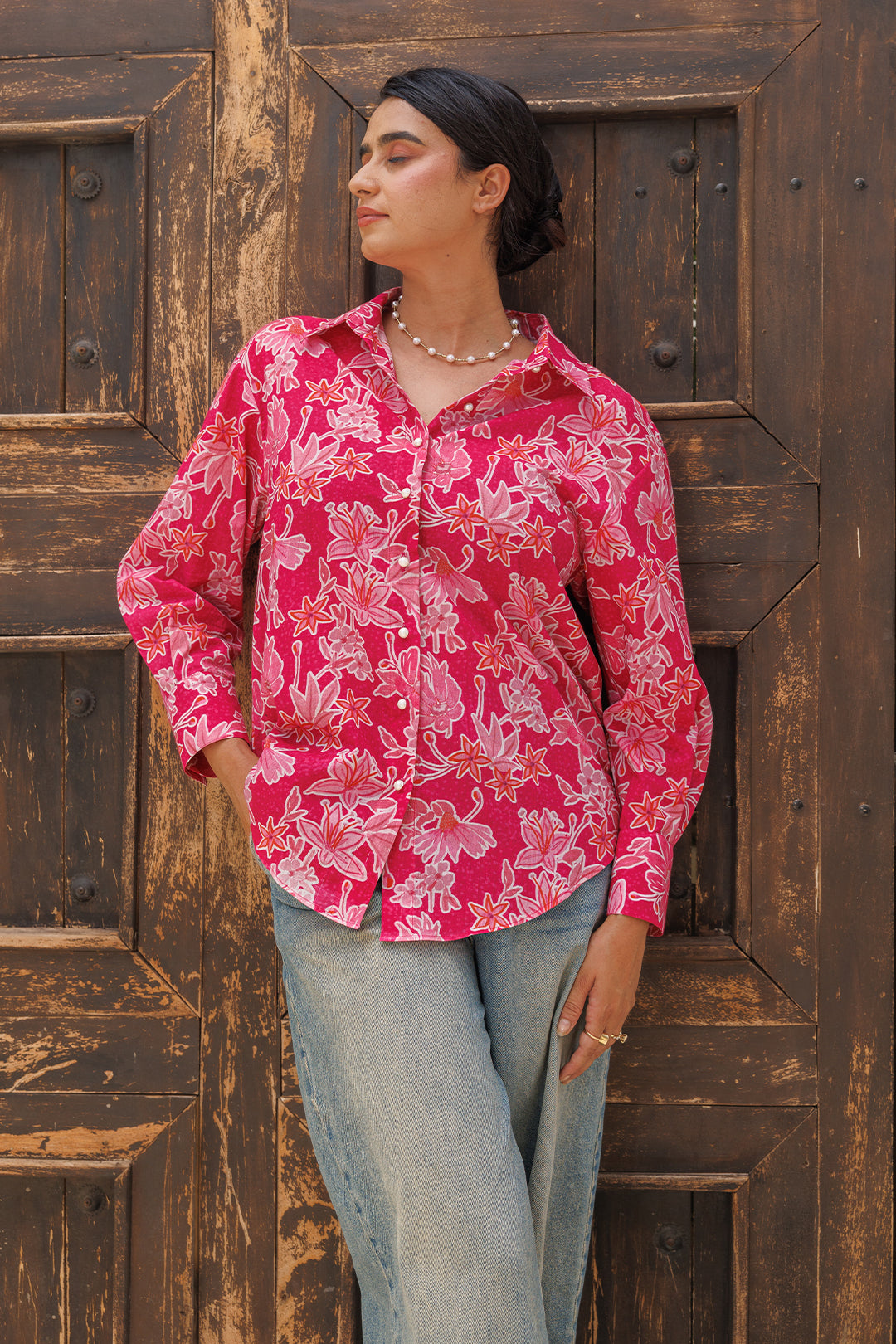 Pink Garden Oversized Shirt - 00023_0N5A5759