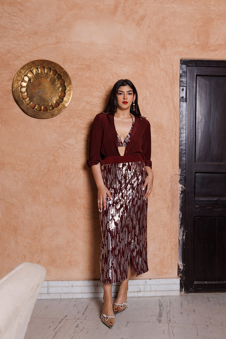 Cherry Garnet Co-ord - top and skirt co-ord