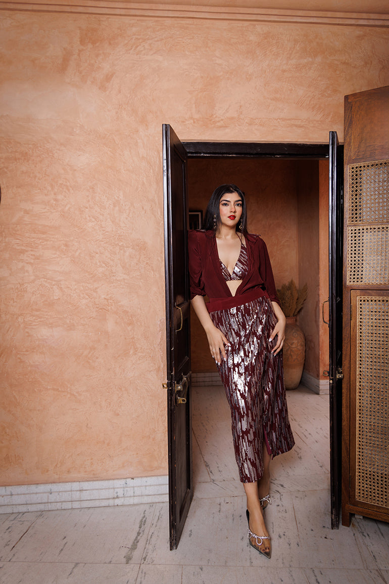 Cherry Garnet Co-ord - top and skirt co-ord