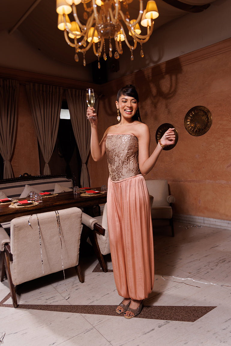 Peach Pink Tourmaline Co-ord - corset for women