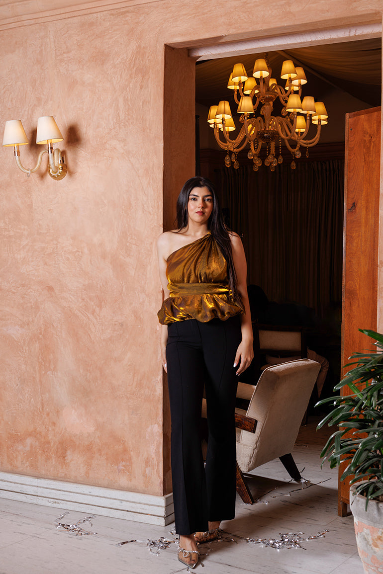 tiger's eye top - one shoulder top