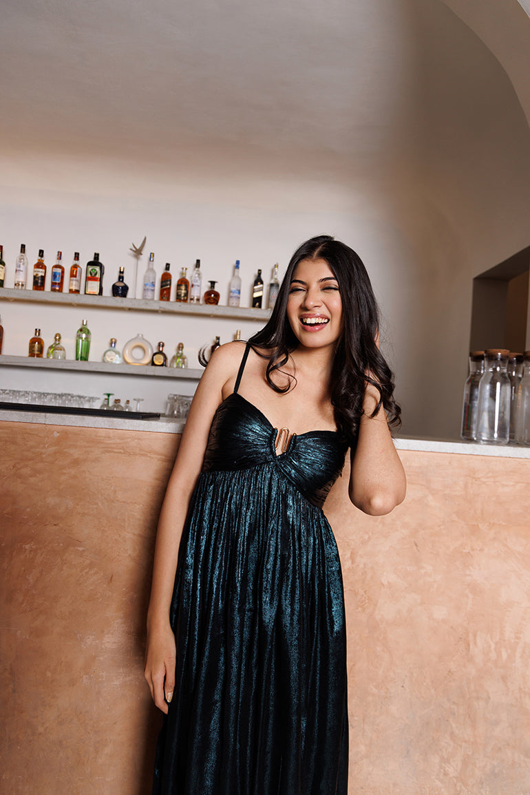 blue celestite dress - shimmer dress