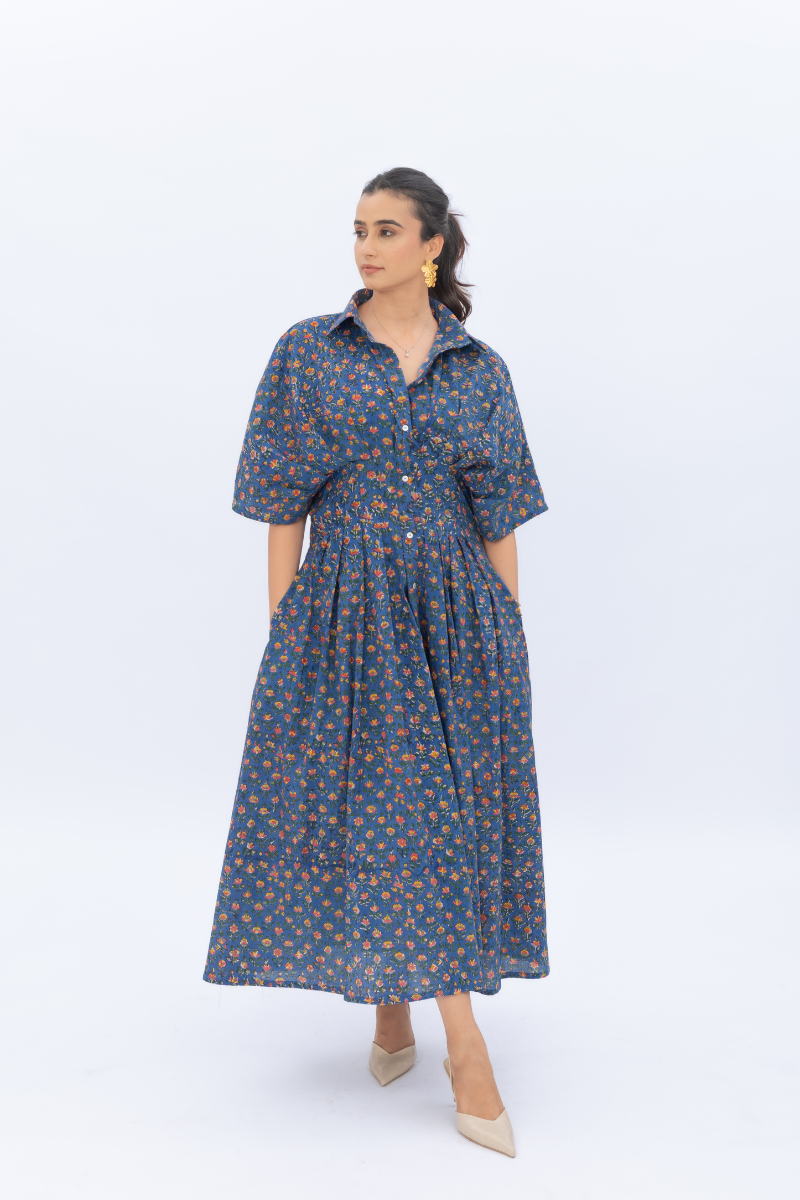 Pintuck Flow Midi Shirt