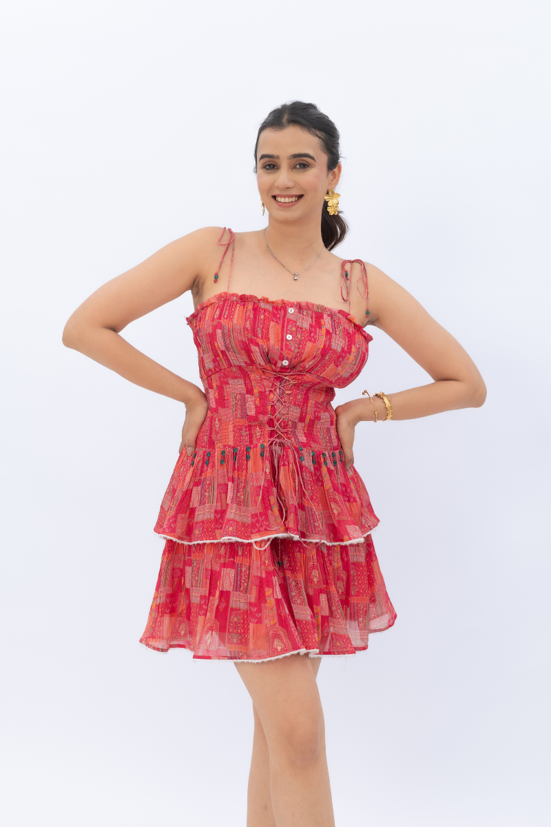 Criss Cross Lace Up Dress