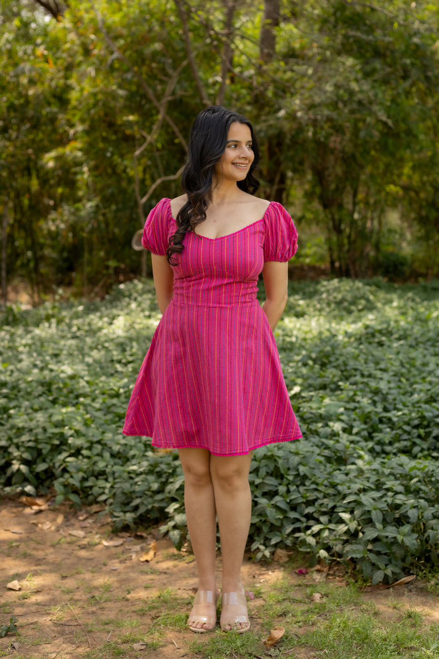 Seaside Glow Mini Dress with Criss-Cross Tie