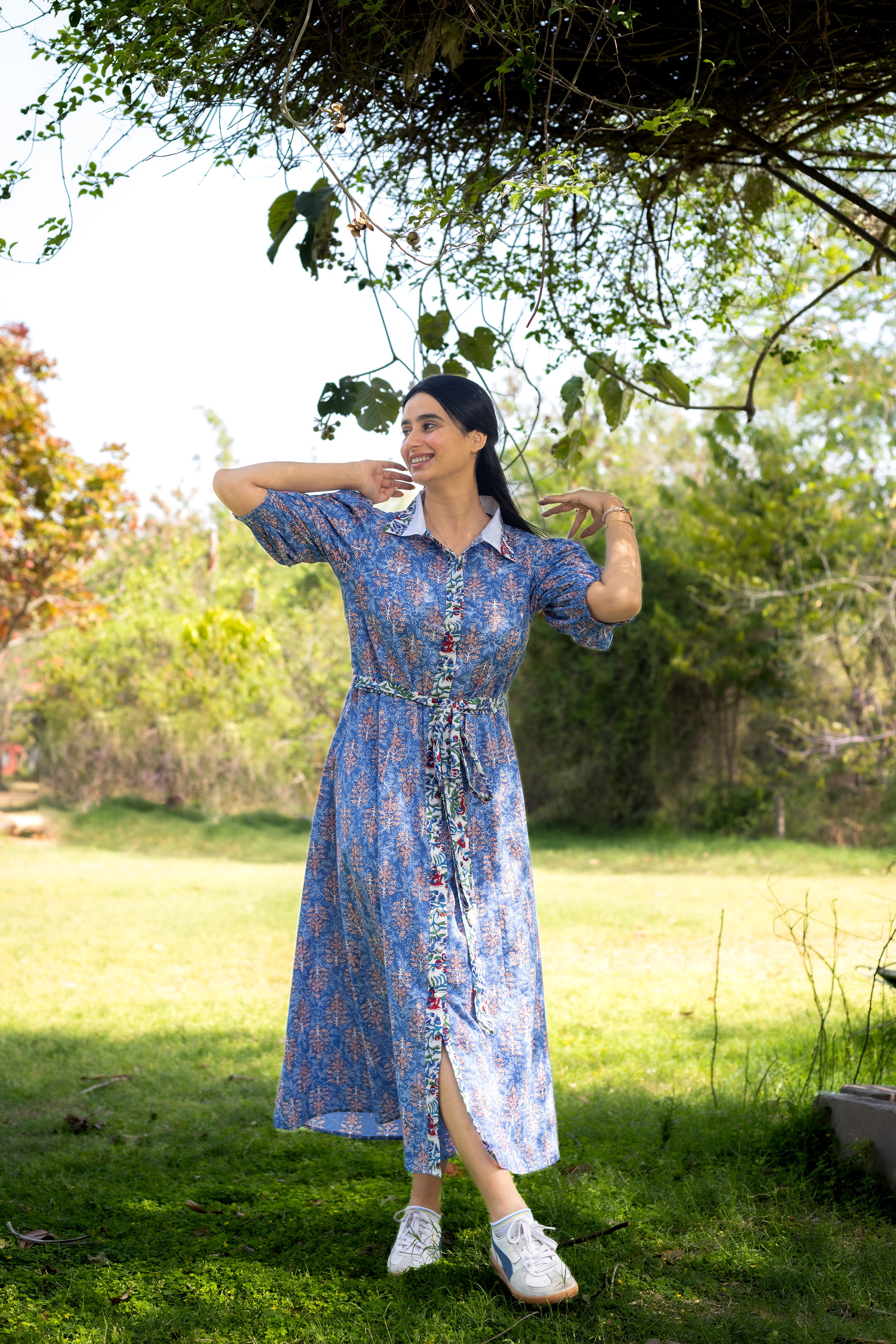 Blossom Breeze Cotton Midi Dress