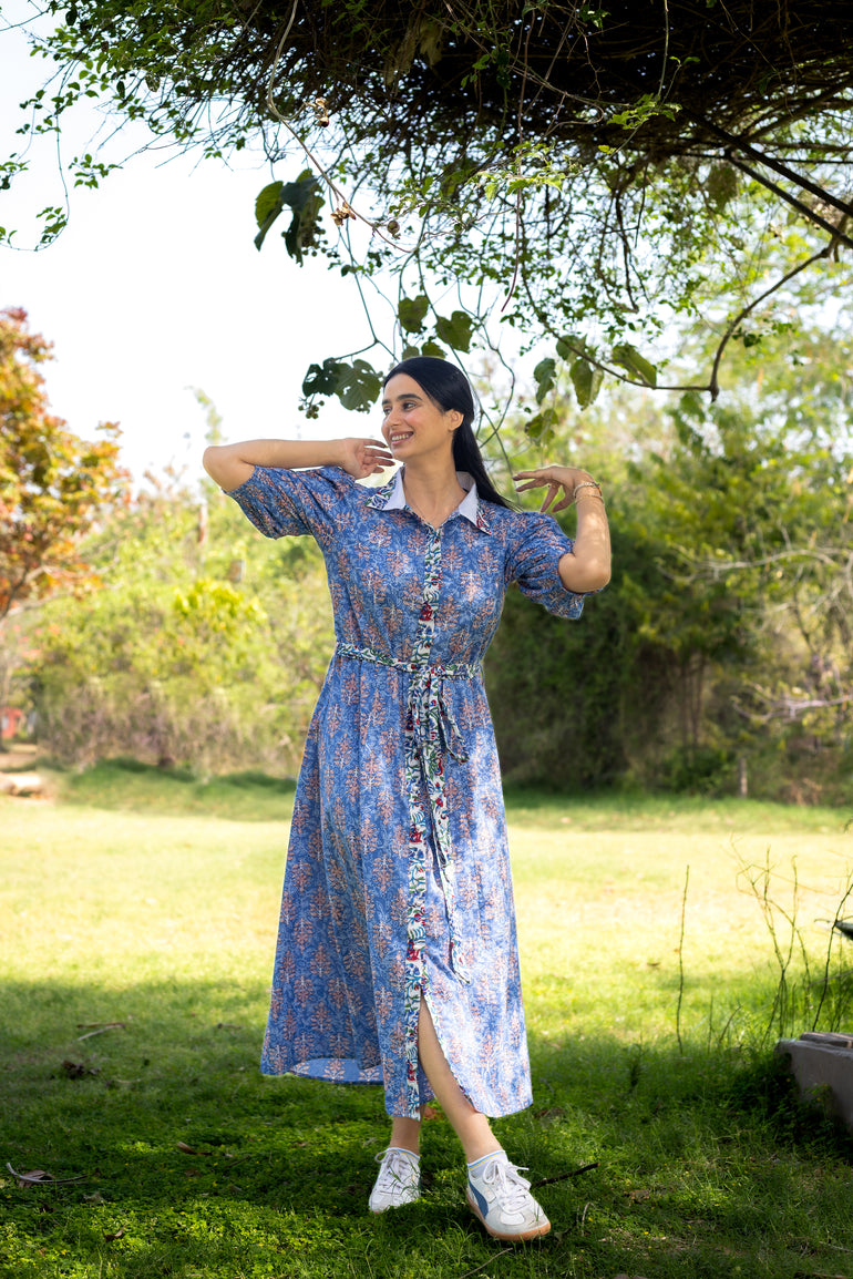 Blossom Breeze Cotton Midi Dress
