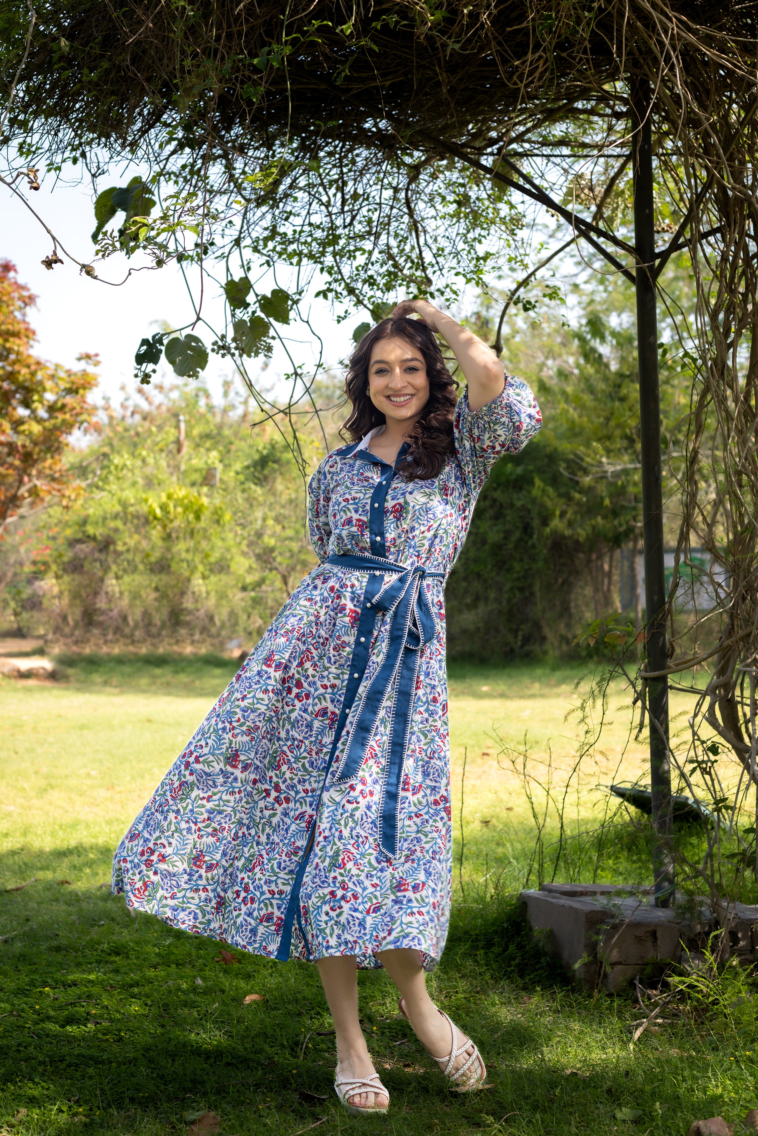 Blue Lagoon Cotton Midi Dress
