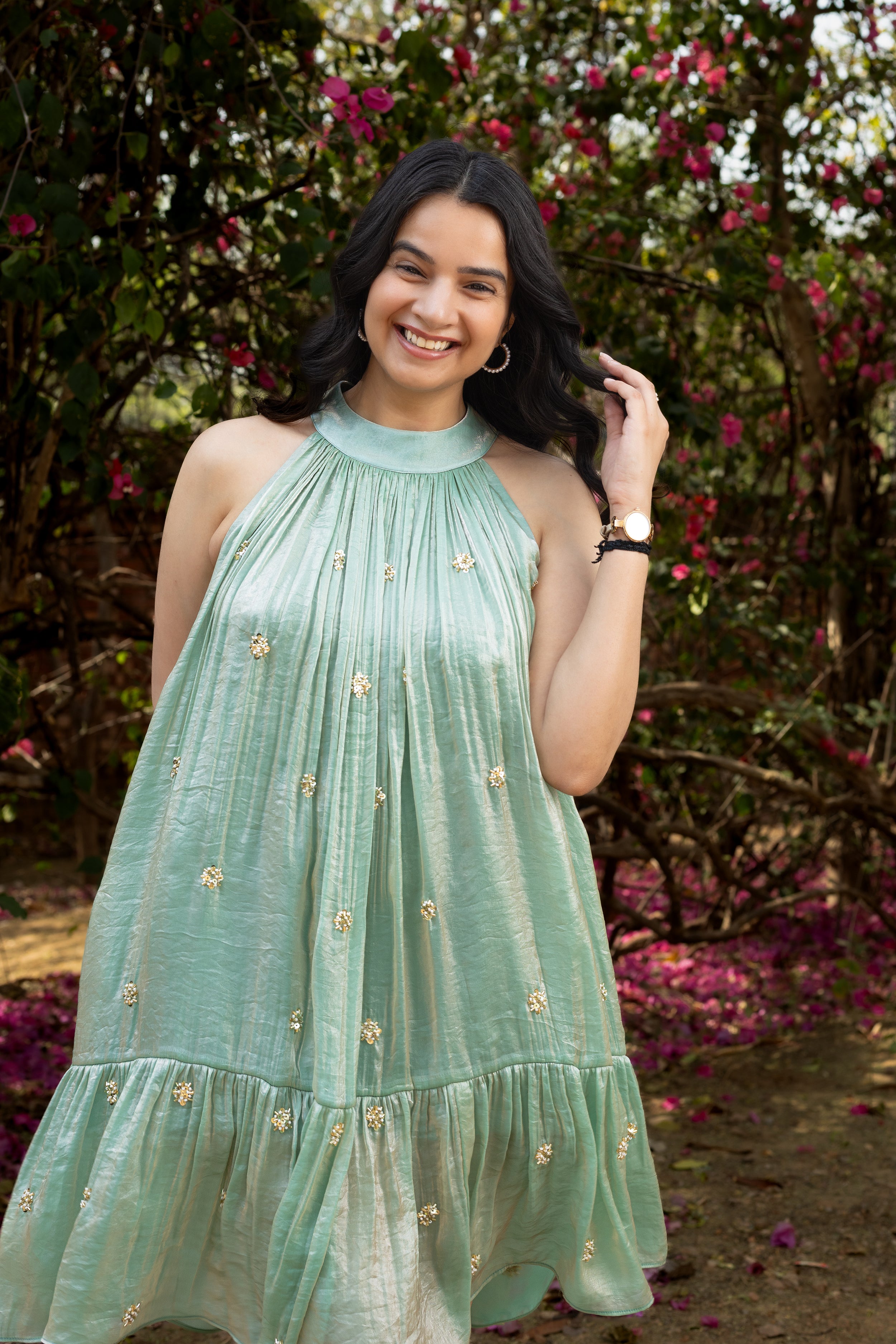 Aqua topaz mini dress