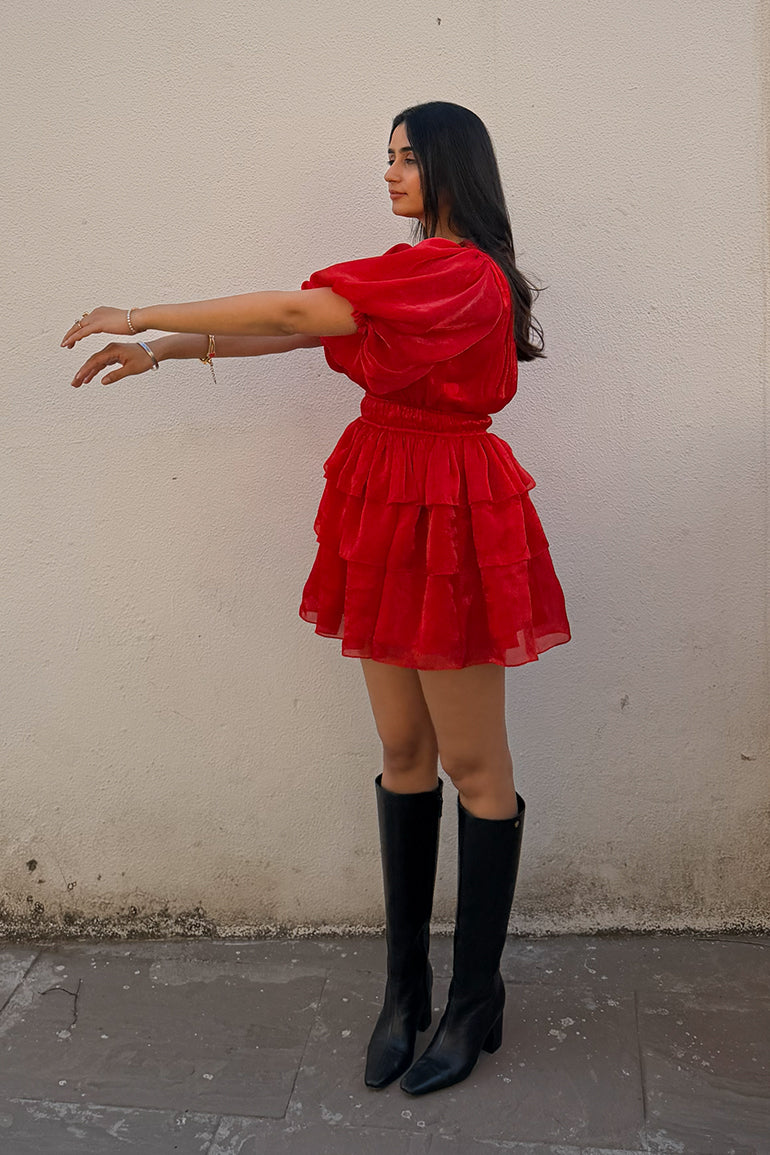 Rosé Puff Mini Dress
