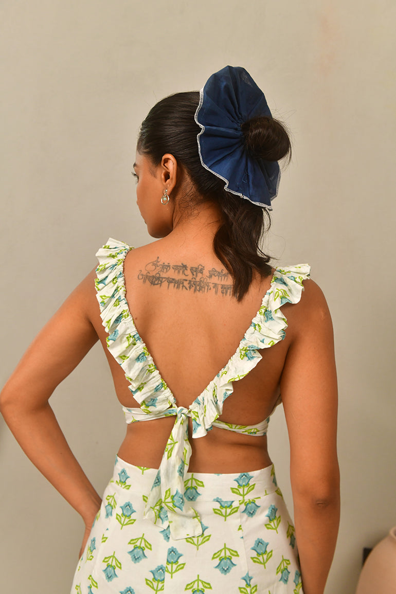 Teal Bloom Wide-Leg Pants - Anasi