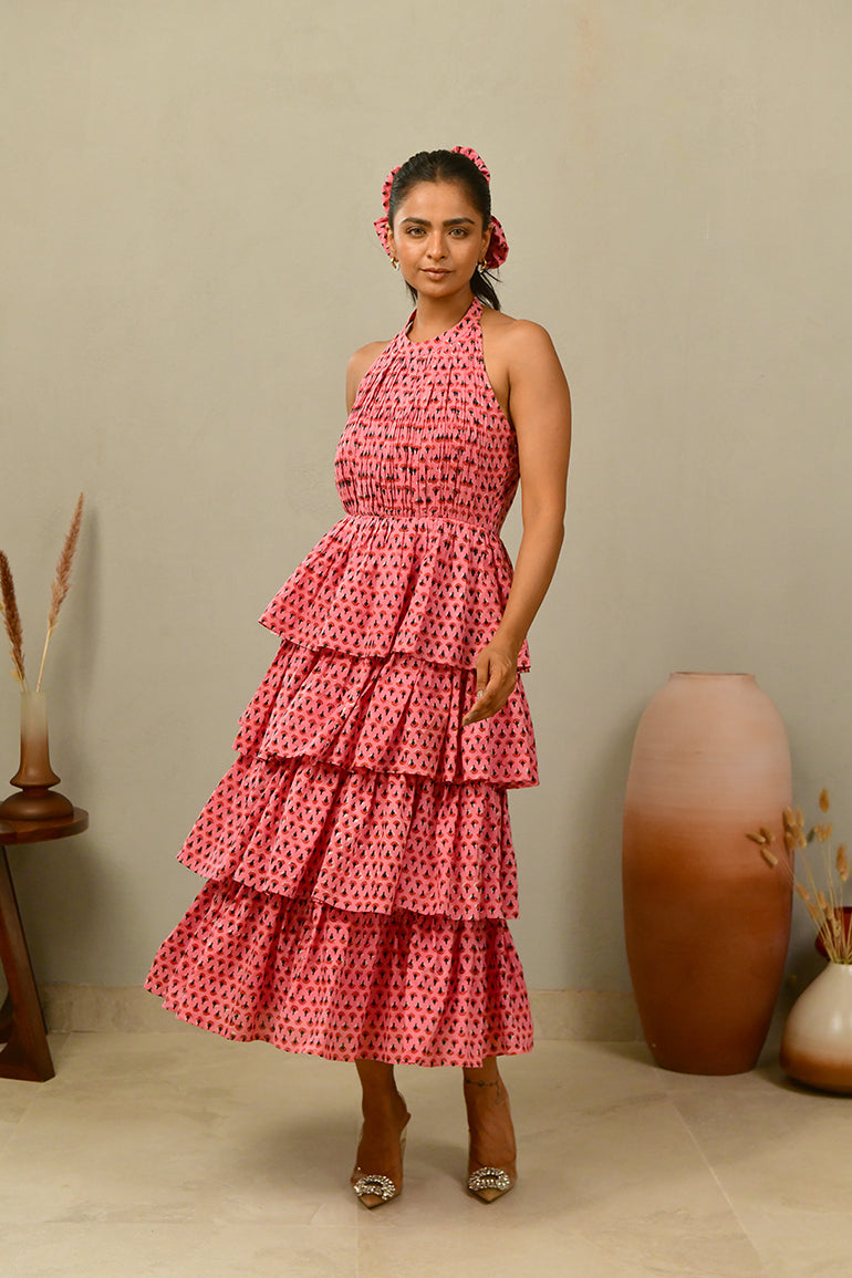Dahlia Frill Midi Dress - Anasi
