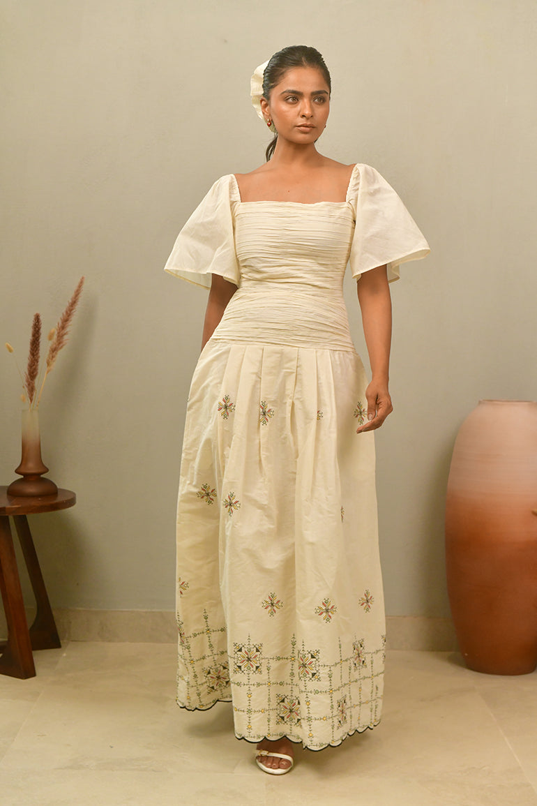 Ivory Meadow Maxi Dress - Anasi
