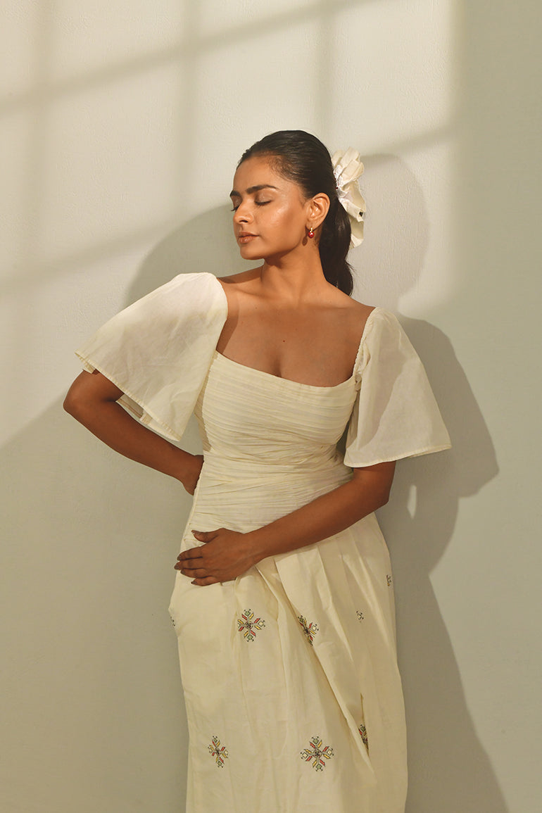 Ivory Meadow Maxi Dress - Anasi