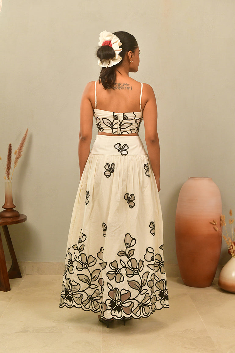 Ivory Noir Embroidered Set - Anasi
