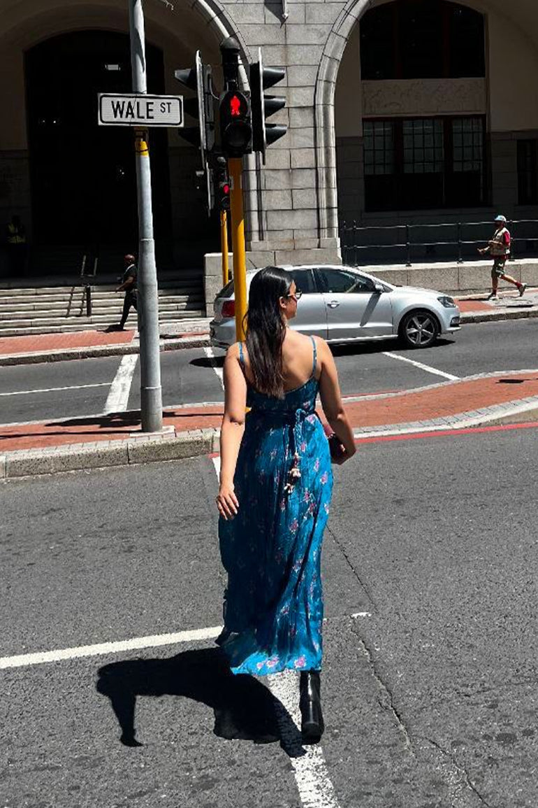 Teal Blossom Midi Dress
