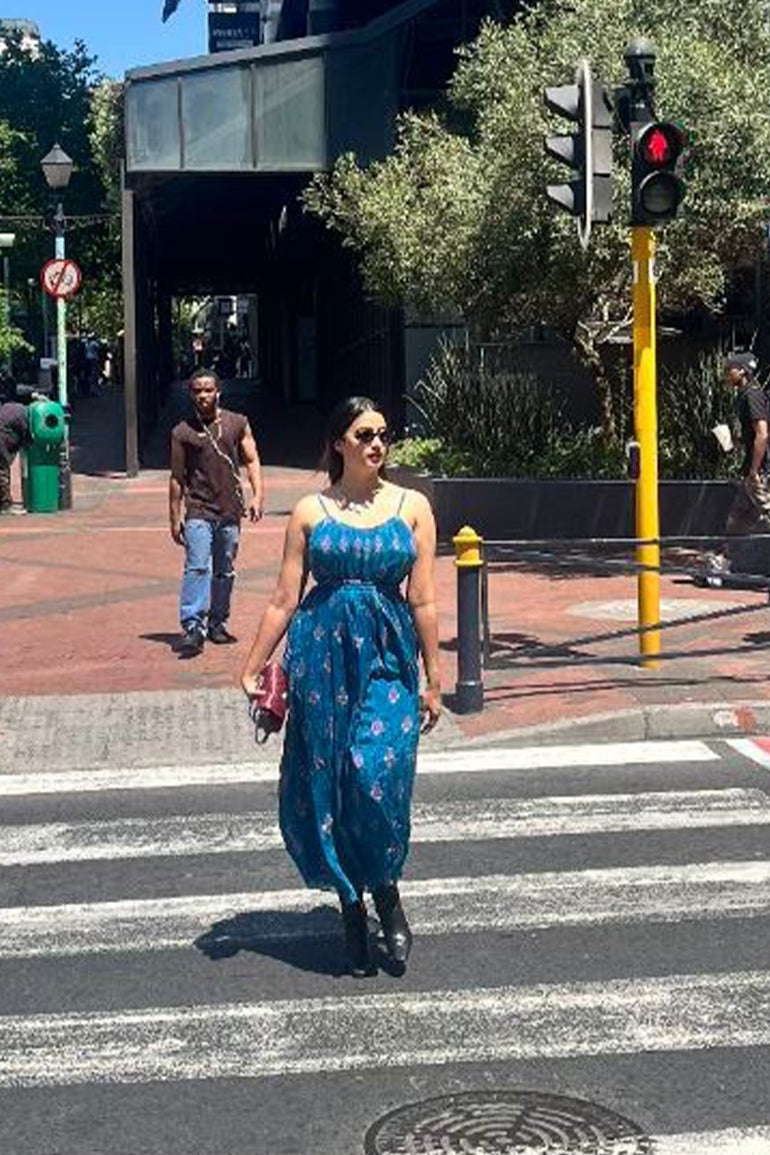 Teal Blossom Midi Dress