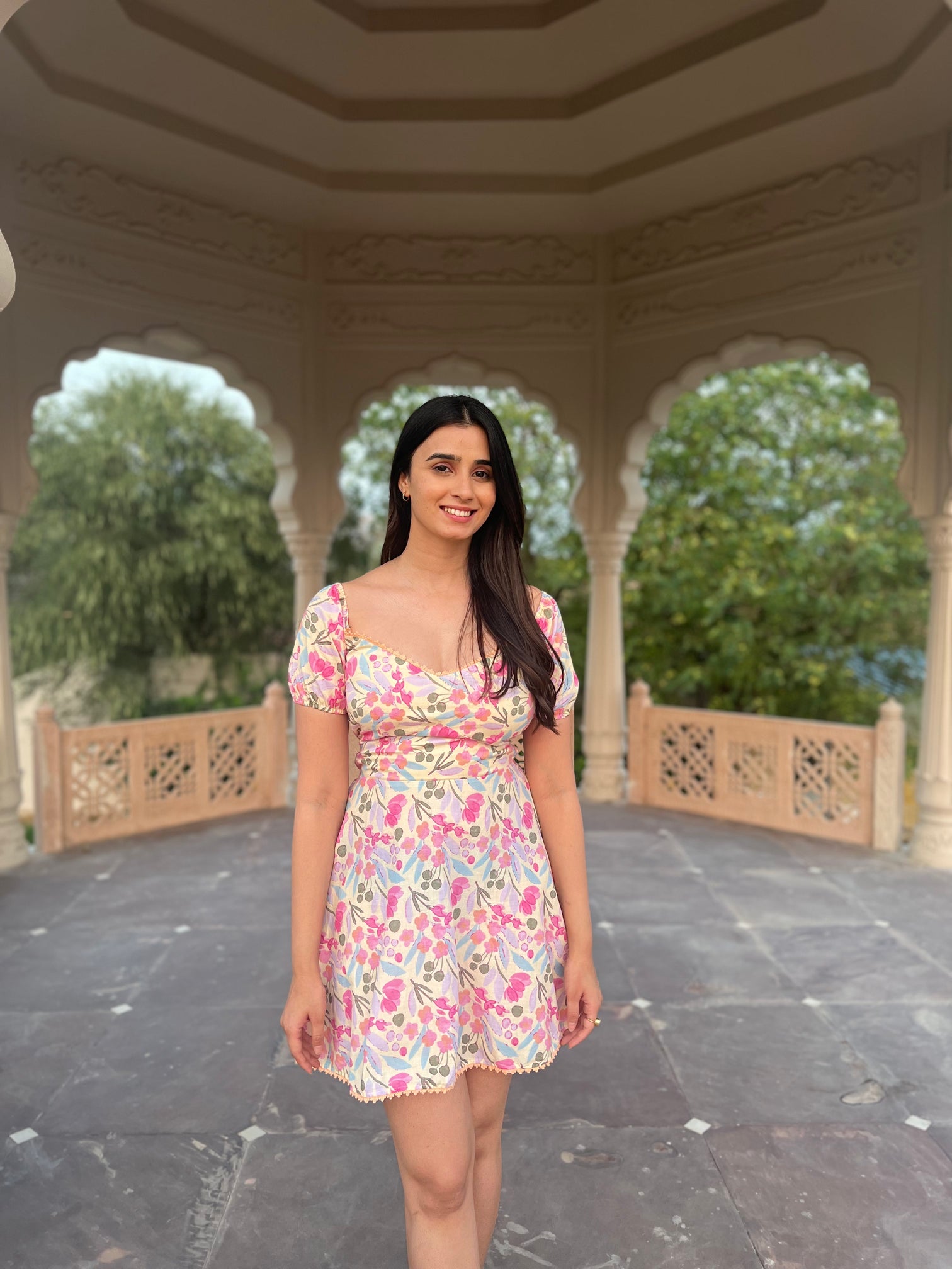 Pink Garden Skater Dress